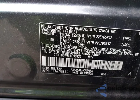 2020 Toyota Rav4 Xle из США, поврежденный, VIN 2T3P1RFV8LC090423